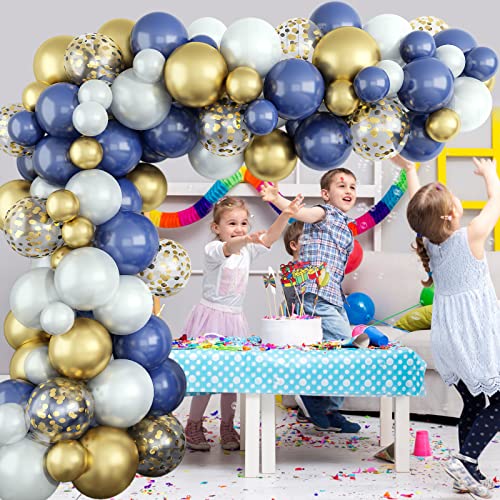 Lazybeee Blue Balloon Garland Arch Kit | 105 Pcs Blue and Glod Metallic Confetti Latex Balloons for Wedding Birthday Graduation Anniversary Bachelorette Party Background Decorations - Image 5