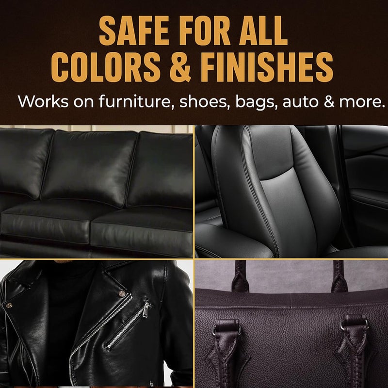 Leather Hero مجموعة لاستعادة لون الجلد - مرمم الجلد للأرائك، دهان أريكة الجلد وإصلاح خدوش الأثاث صبغة الجلد - غير سامة، صنع في الولايات المتحدة الأمريكية (أسود) - Image 5