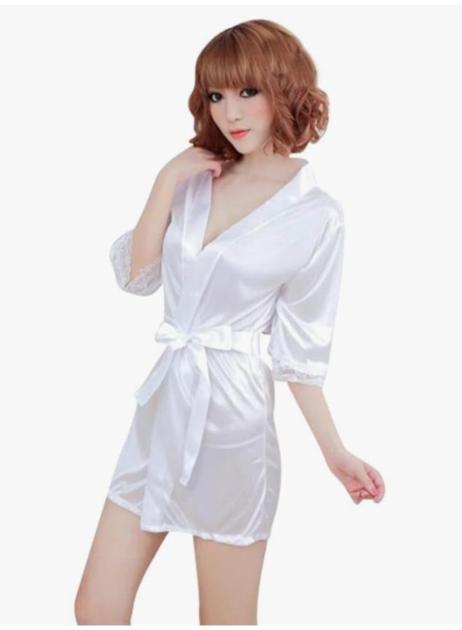 Women Satin Kimono Robe Lingerie Nightgown Sleepwear Silk Robe Nightwear Fit XS- Medium No: 8711 - Image 1