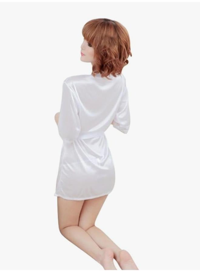 Women Satin Kimono Robe Lingerie Nightgown Sleepwear Silk Robe Nightwear Fit XS- Medium No: 8711 - Image 2