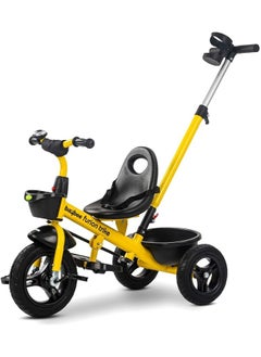2-in-1 Convertible Baby Tricycle for Kids Age 2-5 With Adjustable Push Handle & Seat Belt (Yellow)
