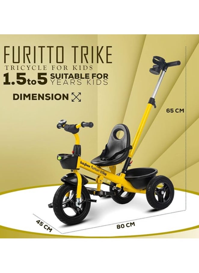 Generic - 2-in-1 Convertible Baby Tricycle for Kids Age 2-5 With Adjustable Push Handle & Seat Belt (Yellow) - Image 1