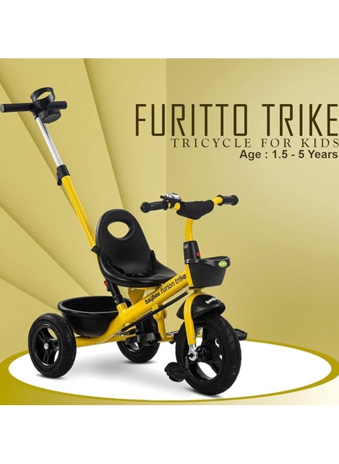 Generic - 2-in-1 Convertible Baby Tricycle for Kids Age 2-5 With Adjustable Push Handle & Seat Belt (Yellow) - Image 1