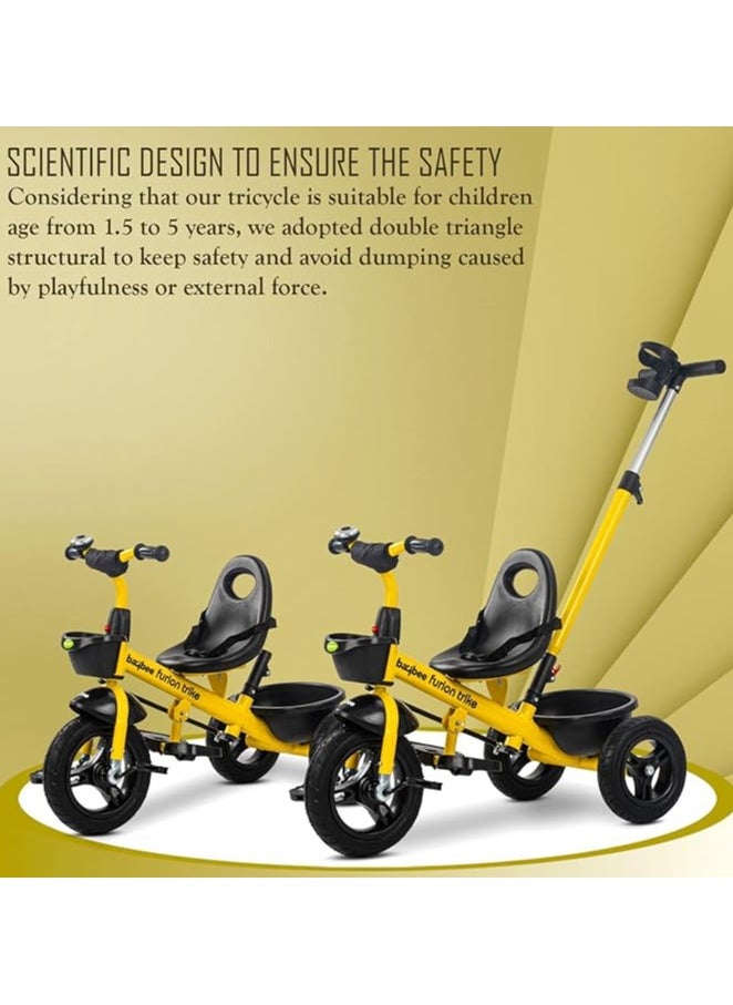 Generic - 2-in-1 Convertible Baby Tricycle for Kids Age 2-5 With Adjustable Push Handle & Seat Belt (Yellow) - Image 1