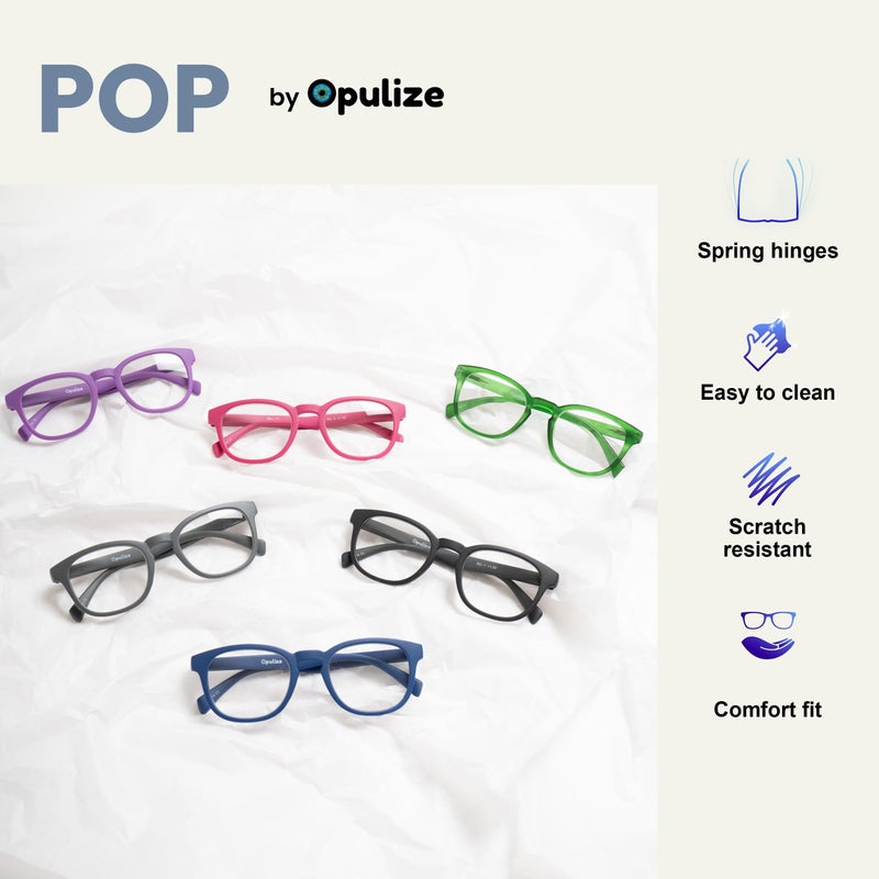 OPULIZE POP Reading Glasses for Women Men,Scratch Resistant Round Matt Frame with Spring Hinges, Black, Blue, Grey +1.00 (Pack of 3) - Image 3
