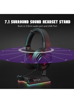 EKSA RBG Headset Stand with 2 USB Ports and 3.5mm Audio Jacks  - Image 2