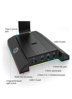 EKSA RBG Headset Stand with 2 USB Ports and 3.5mm Audio Jacks  - Image 4