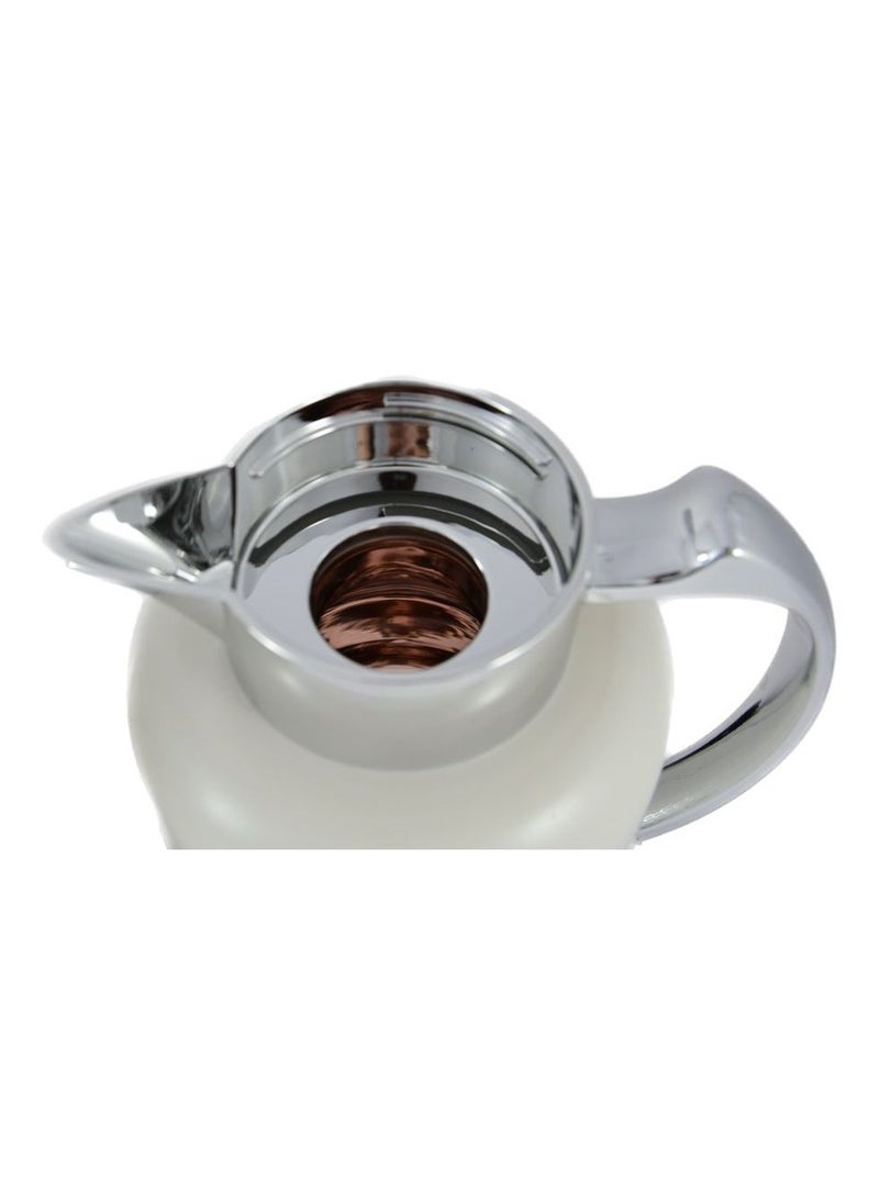 Homemaker 2-Piece Tea & Coffee Flask - 1 Liter & 1 Liter Capacity - Glass Inner - ABS Body - White & Silver  - Image 5