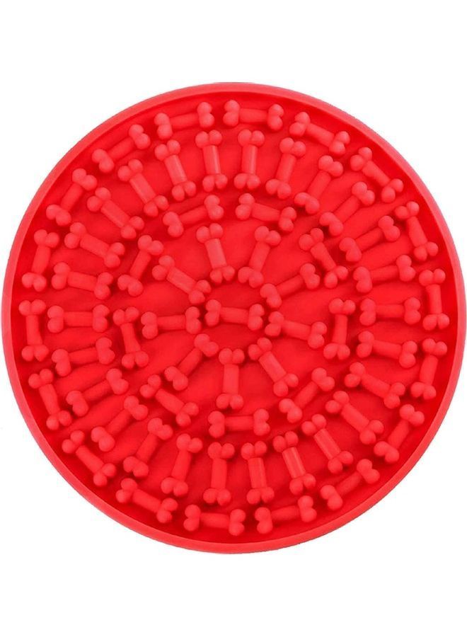 NIBEMINENT Silicone Slow Feeder Dog Treat Dispensing Mat Red 5.90 x 5.90inch - Image 1