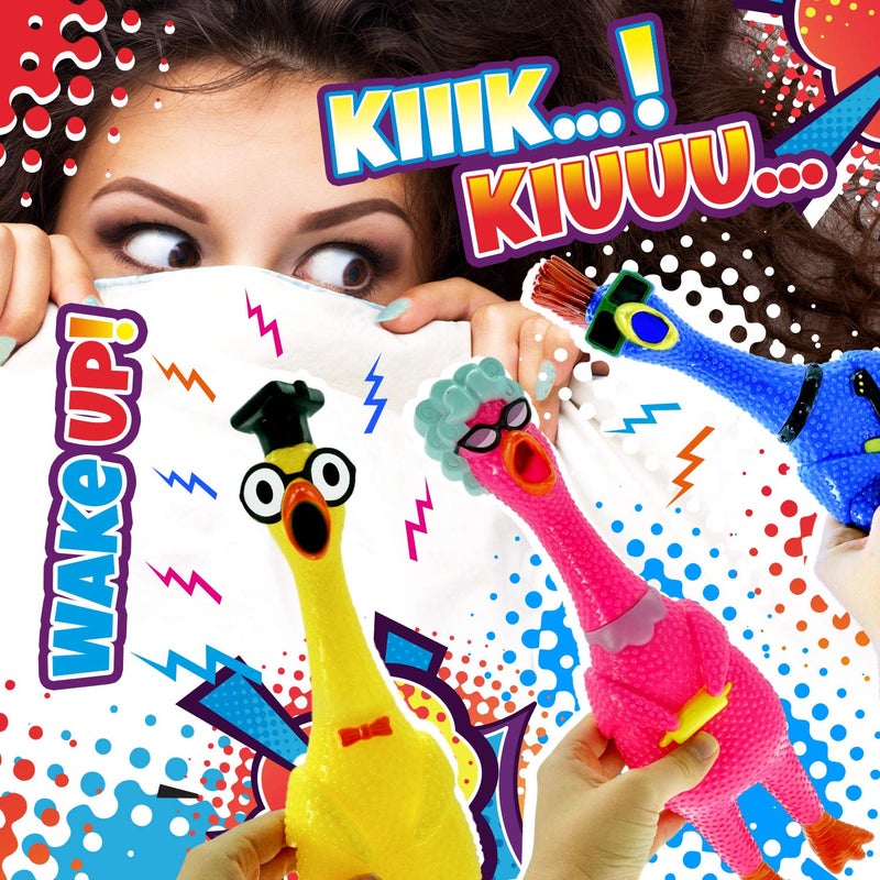 JA-RU Screaming Rubber Chicken Toy (3 Units Assorted) Squeaky Chicken Toys for Kids. Funny Noise Maker Prank & Gag Gifts. Novelty Toys & Amusements. Rubber Dog Toys. 1704-3p - Image 5