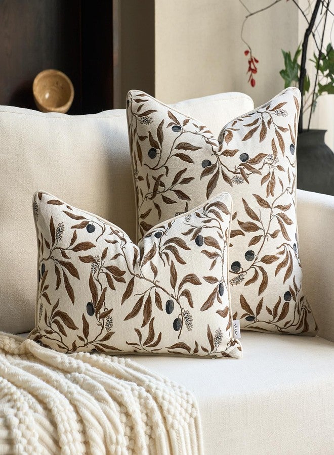 Alerfa Beige Floral Throw Pillow Cover 18 x 18 Inch Sqaure Luxury Decorative Pillow Cover for Couch Living Room Bedroom - Image 4