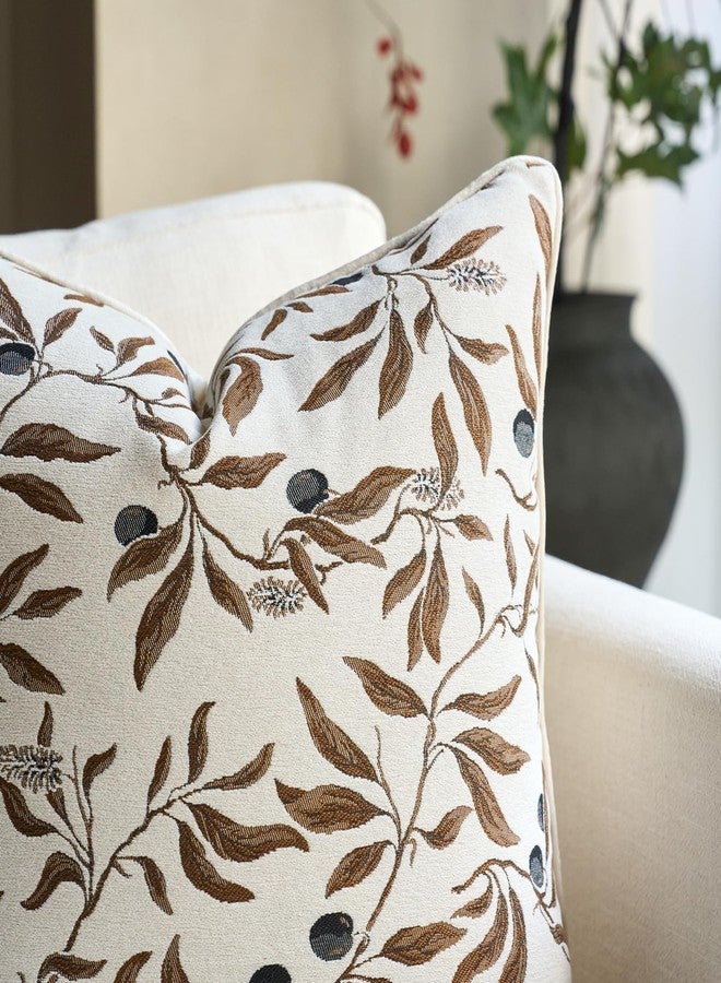 Alerfa Beige Floral Throw Pillow Cover 18 x 18 Inch Sqaure Luxury Decorative Pillow Cover for Couch Living Room Bedroom - Image 5
