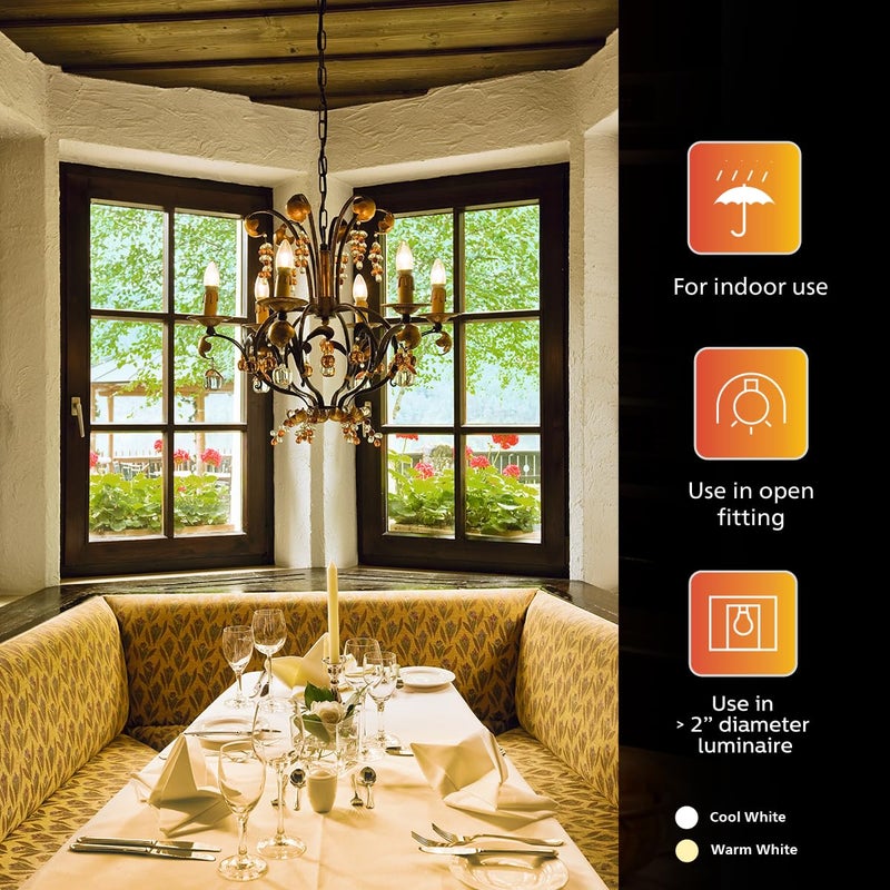 Philips E27 Frosted Candle 400-Lumen Decorative Wall Lights (4W, Pack of 4, White) - Image 3