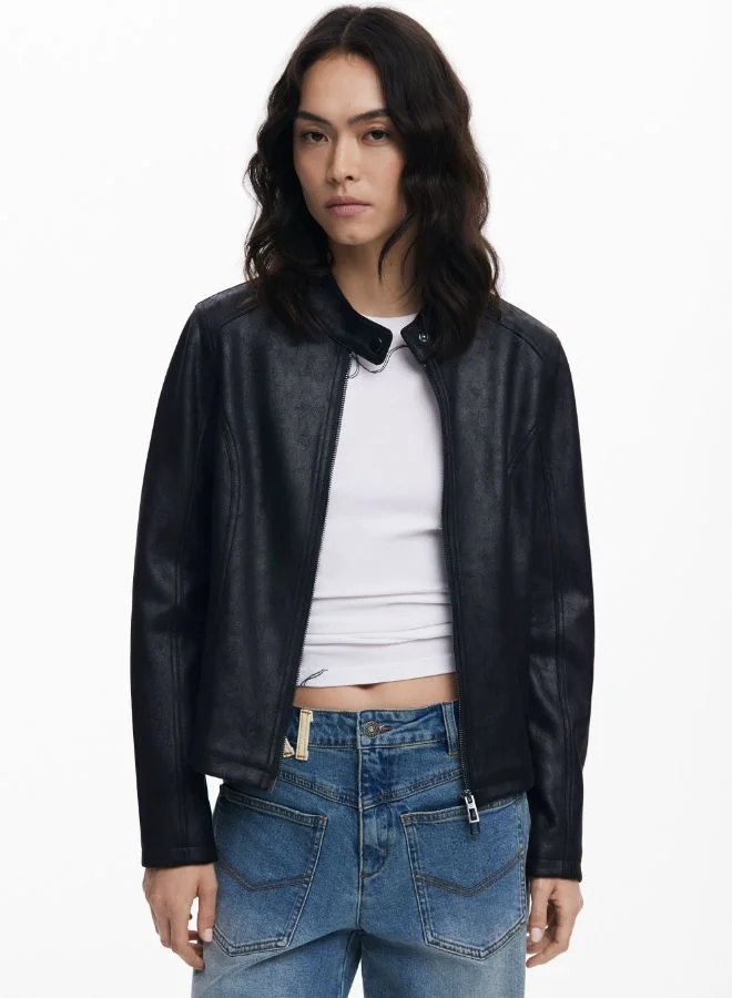 DESIGUAL COMBINED FAUX LEATHER JACKET