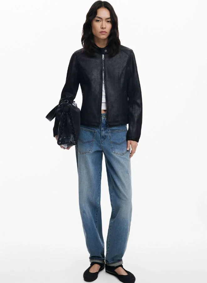 DESIGUAL COMBINED FAUX LEATHER JACKET
