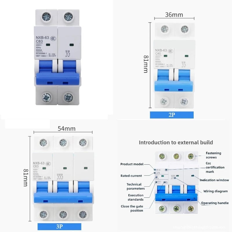 3P 20A قاطع دائرة مصغر 230 400 فولت تيار متردد 2P 3P تركيب على السكة المدى الحالي 6A 63A - Image 5