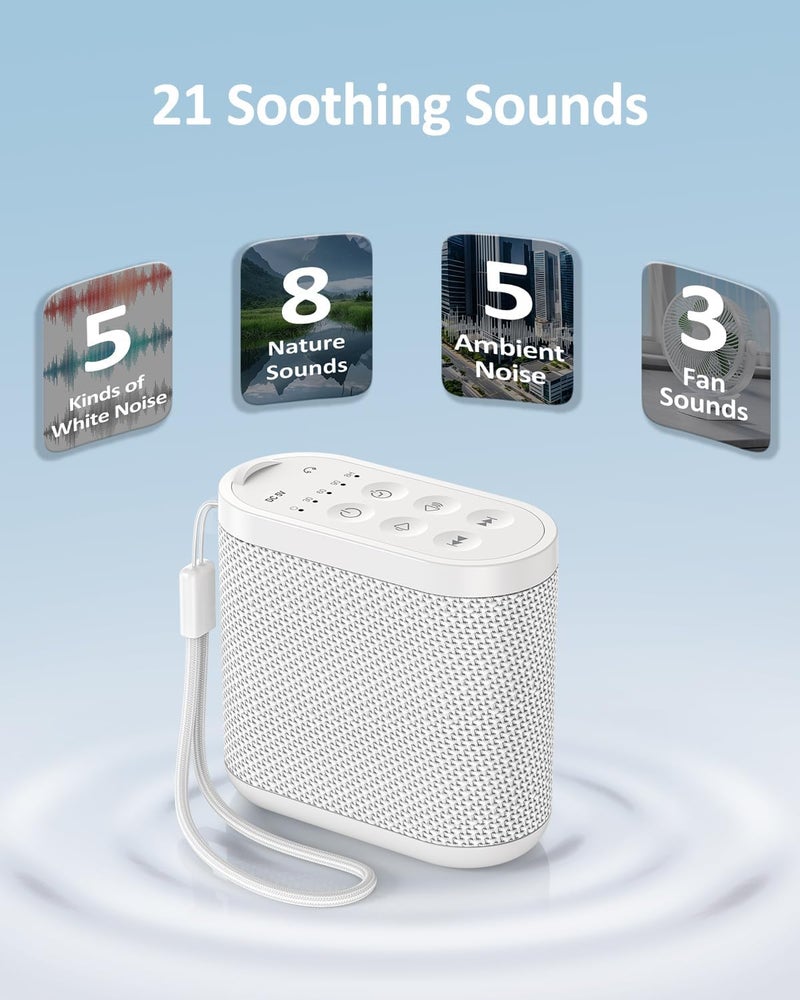 Vindsbay Loud Portable Travel Sound Machine for Adults：Powerful Battery, Headphone Jack, 21 Soothing Sound, Sleep Timer, 32 Volumes - White Noise Machine for Sleeping, Office Privacy & Noise Canceling - Image 5