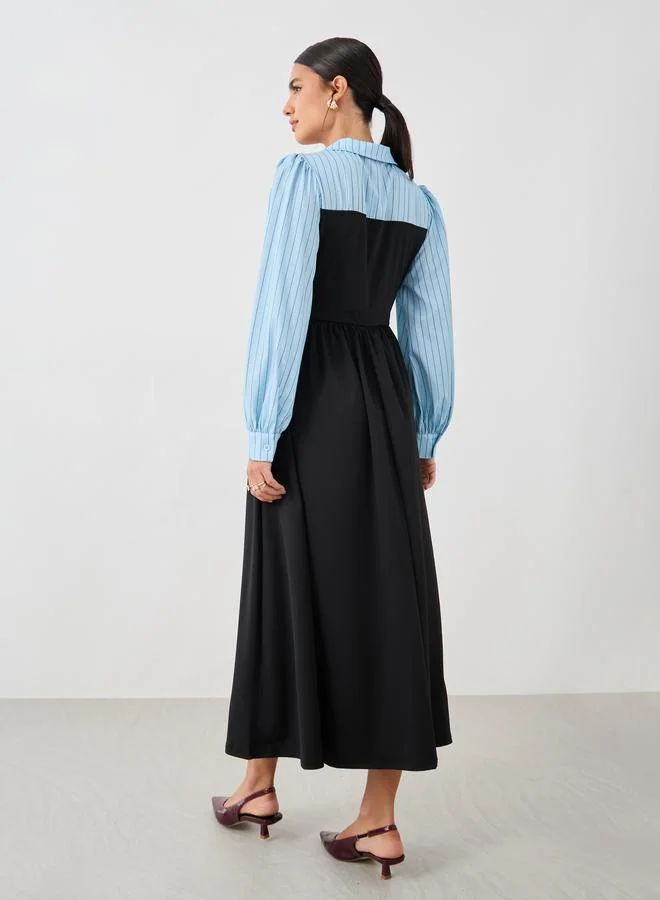 Take Two Take Two Women Collared Twofer A-Line Midi Dress