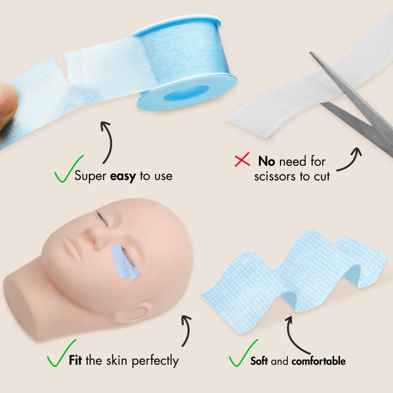Embagol Lash Tape for Eyelash Extensions Blue Eyelash Tape for Extensions Sensitive Silicone Gel Easy Tear Breathable Medical Microporous Eyelash Extension Tape (2 RollsÃ—2 Sizes) - Image 5