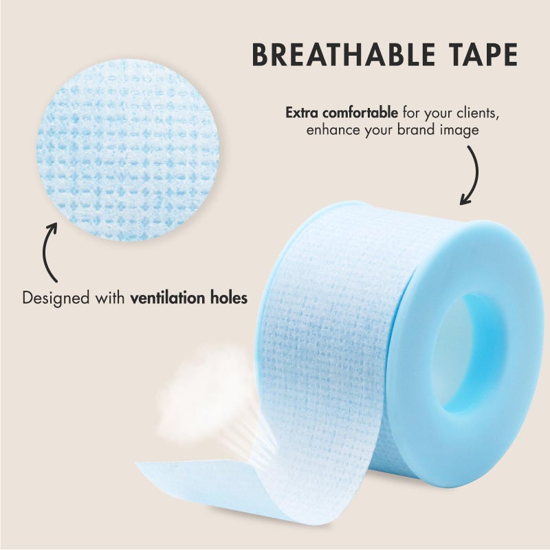 Embagol Lash Tape for Eyelash Extensions Blue Eyelash Tape for Extensions Sensitive Silicone Gel Easy Tear Breathable Medical Microporous Eyelash Extension Tape (2 RollsÃ—2 Sizes) - Image 2
