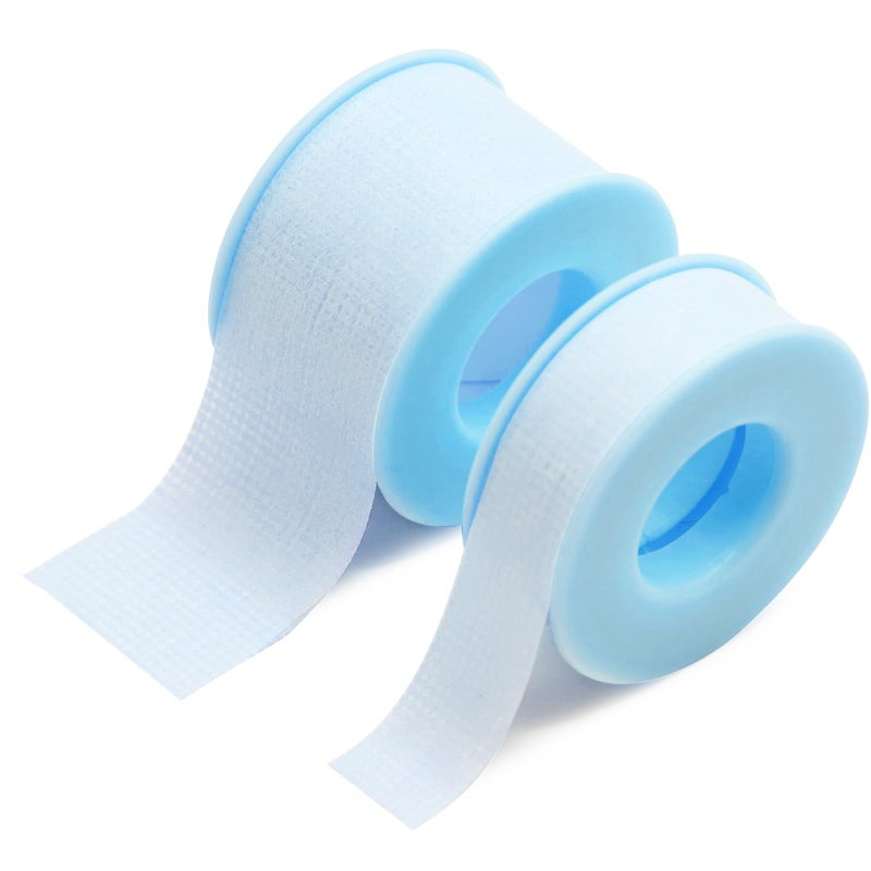 Embagol Lash Tape for Eyelash Extensions Blue Eyelash Tape for Extensions Sensitive Silicone Gel Easy Tear Breathable Medical Microporous Eyelash Extension Tape (2 RollsÃ—2 Sizes) - Image 1