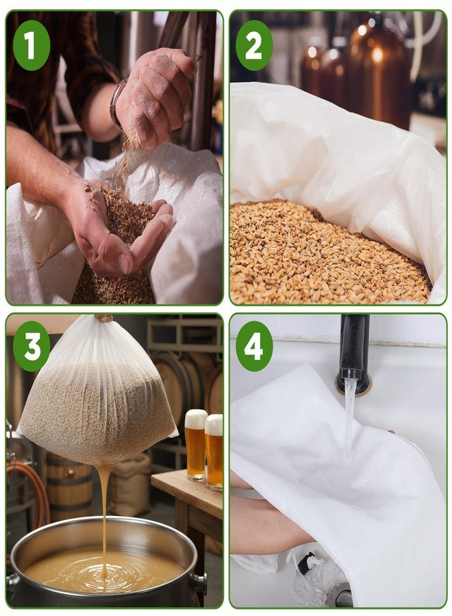 PercyEffie 10 Pack Brew Bags, Extra Large26" x 22" Fine Mesh Strainer Bagfor Homebrewing, Reusable Drawstring Straining Brewer Cheese Cloth Bag, Fine Mesh Bag for Hops Grains Fruit Cider - Image 5