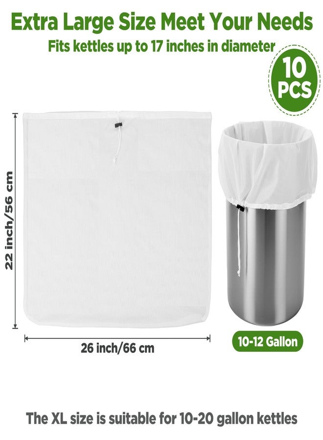 PercyEffie 10 Pack Brew Bags, Extra Large26" x 22" Fine Mesh Strainer Bagfor Homebrewing, Reusable Drawstring Straining Brewer Cheese Cloth Bag, Fine Mesh Bag for Hops Grains Fruit Cider - Image 2