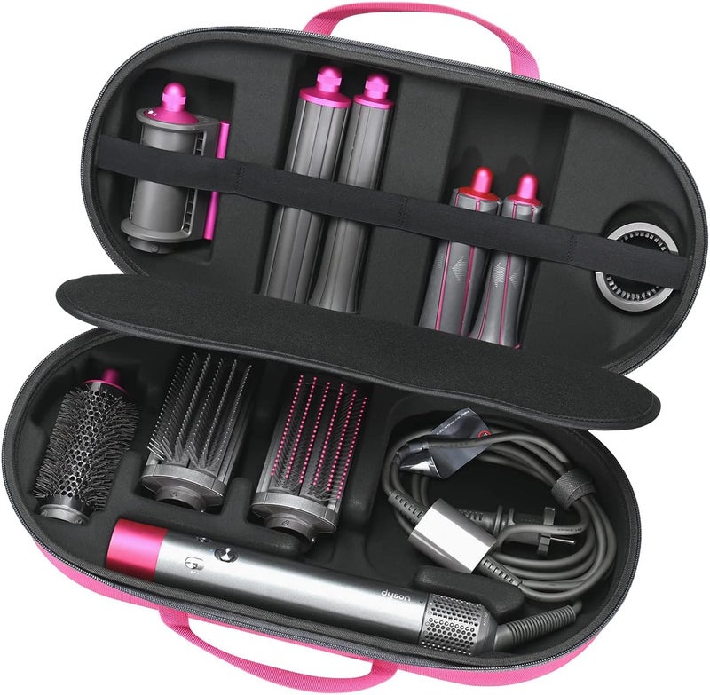 RLSOCO Hard Case for Dyson Airwrap Complete Long/Complete Styler HS08 HS05 HS01 - Fits 4pcs Long Barrels or Short Barrels - Pink (Case Only,Hair Styler is not Included)