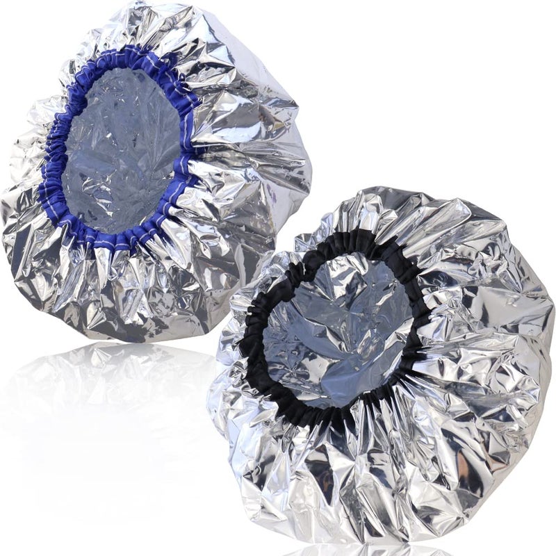 TCOTBE 2 pieces conditioning caps made of aluminum foil thickened shower caps for hot oil treatment reusable hair processing caps for home and salon use hair dyeing and hot oil treatment tools
