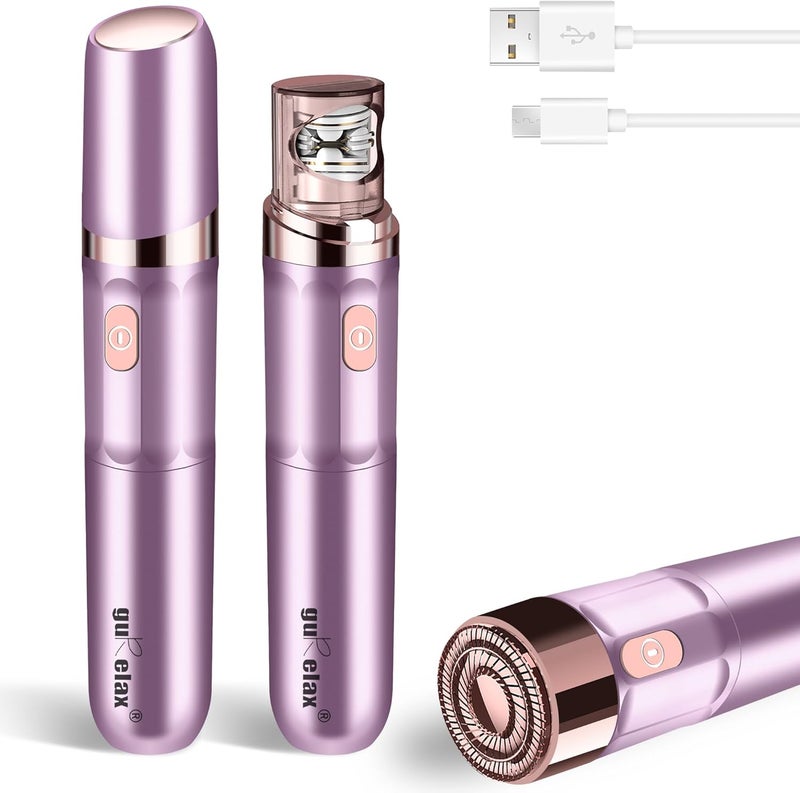 جهاز إزالة الشعر جوريلاكس للنساء، جهاز إزالة الشعر الوجه القابل لإعادة الشحن، جهاز إزالة الشعر الكهربائي 2 في 1، ماكينة حلاقة برأس مطلي بالذهب عيار 18، لجميع الأعمار وأنواع البشرة
