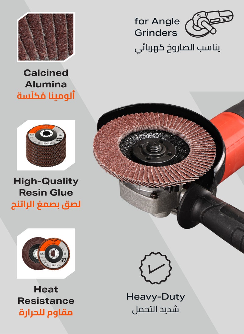LAWAZIM Pro7 10 Pack Flap Disc Calcined Alumina - 4.5 x 7/8-Inch 60 Grit - 115mm x 22.2 mm Type 27 Angle Grinder Attachment Grinding and Sanding Disc - Ideal for Steel, Wood, Rust and Paint Removal - Image 4