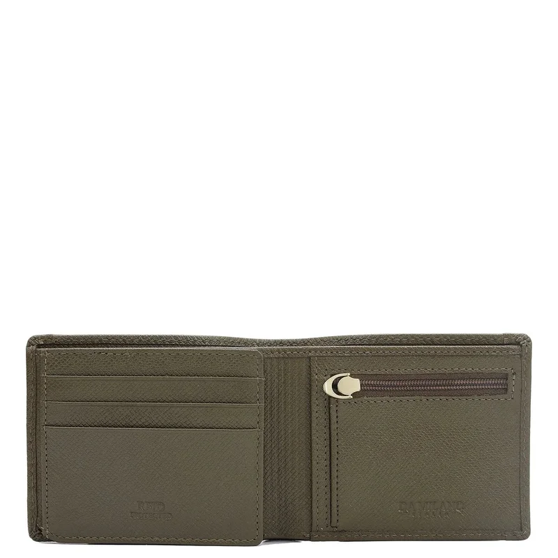 دا ميلانو Military Green Bifold Leather Mens Wallet