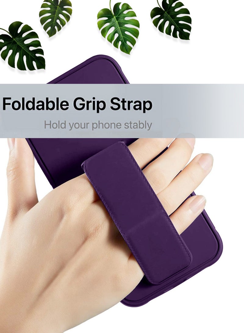 دبليو تيك قبضة يد بمسند مغناطيسي قابل للطي وحزام معصم وقبضة إصبع مع غطاء علبة حديد مدمج لهاتف Realme 12 Pro / 12 Pro+ / 12 Pro Plus 5G 2024 أرجواني باذنجاني - Image 2