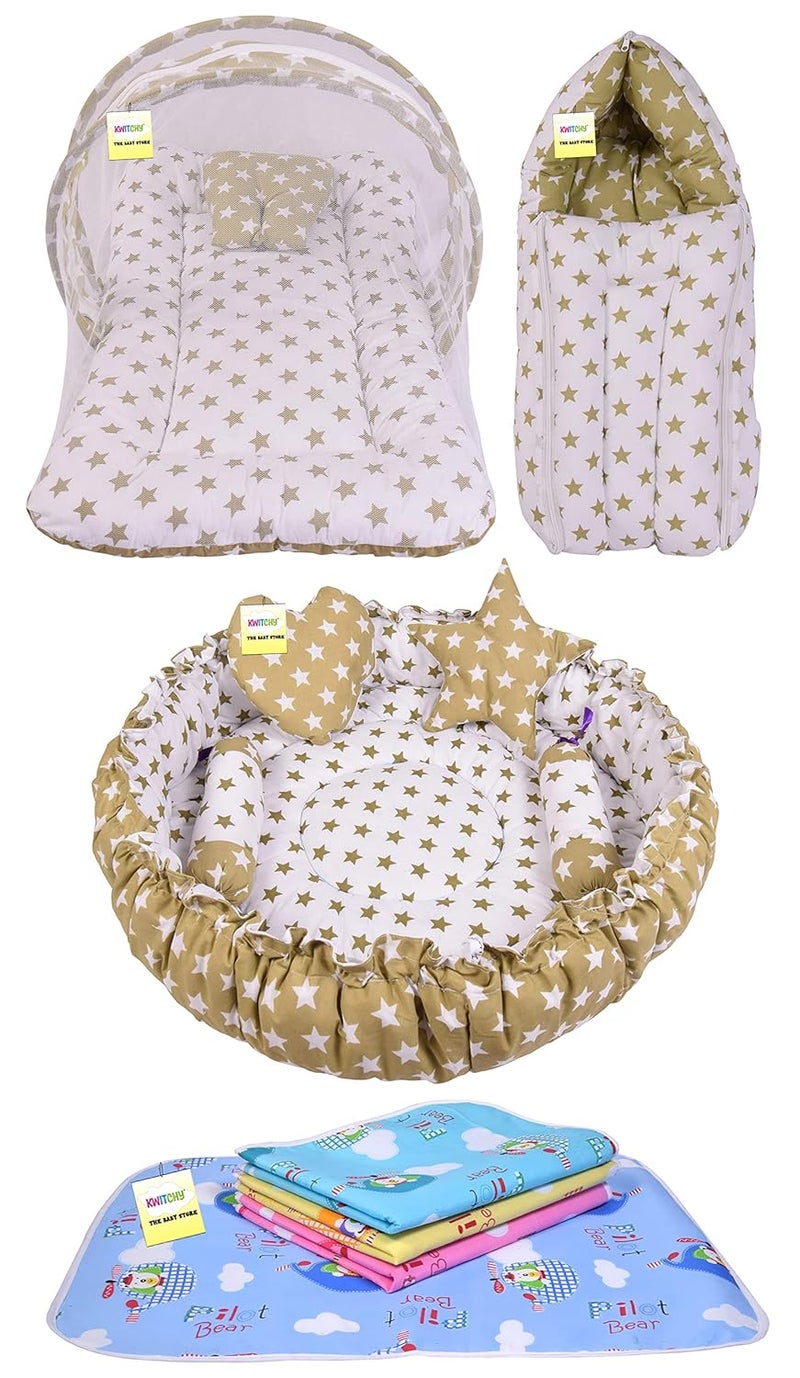 Kwitchy طقم سرير الأطفال حديثي الولادة كويتشي - حقيبة نوم مرتبة أكياس حمل سرير عش سرير شراشف تغيير الحفاضات شبكة سرير مجموعة هدايا أساسية 06 أشهر - Image 1