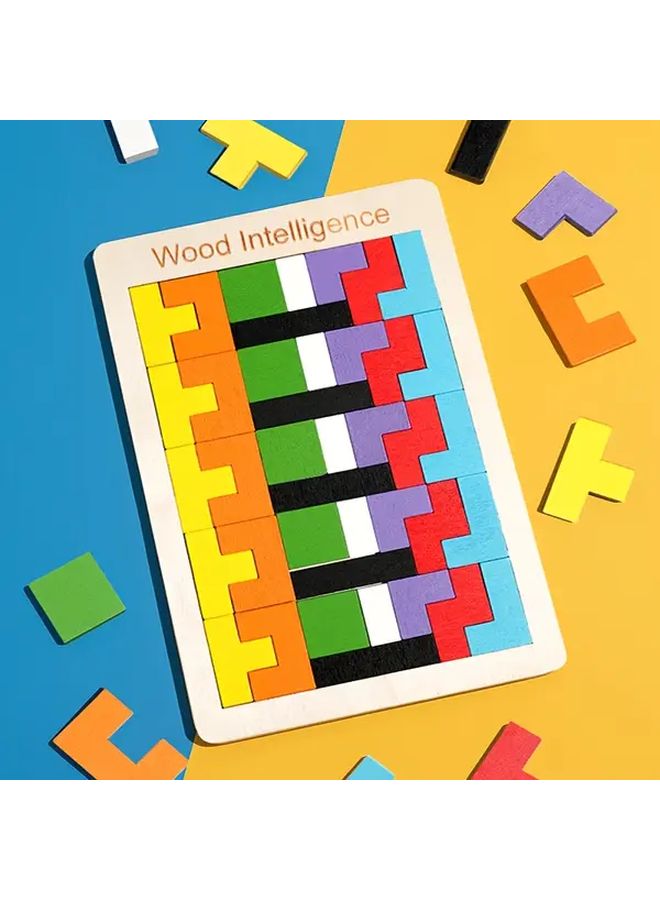 مكعبات البناء الروسية الخشبية لغز لعبة تانغرام لتطوير الإدراك - Image 5