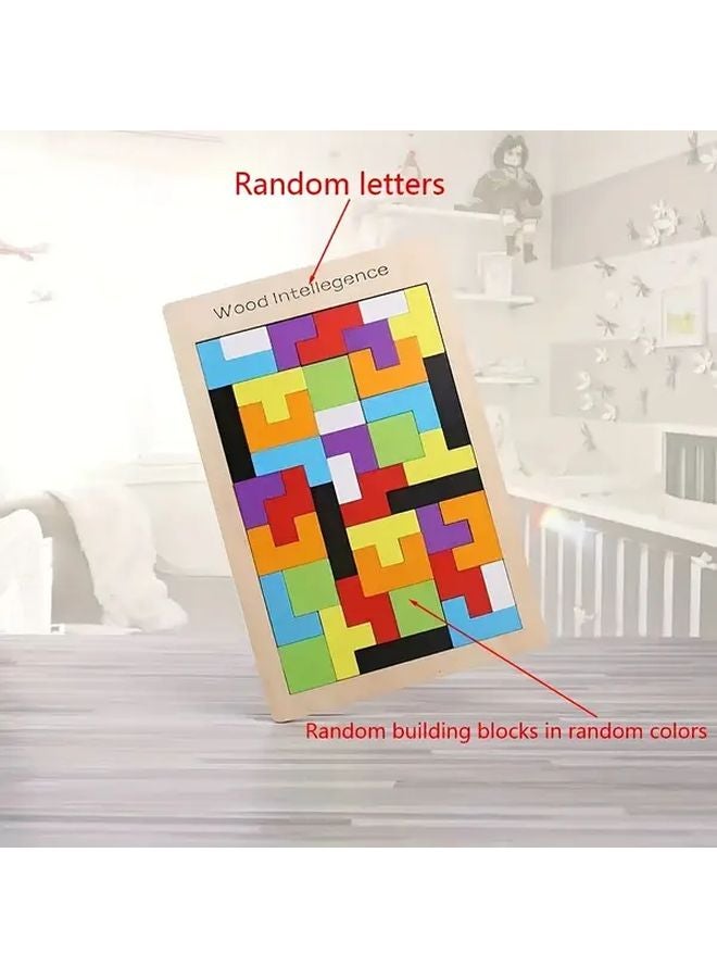 مكعبات البناء الروسية الخشبية لغز لعبة تانغرام لتطوير الإدراك - Image 1