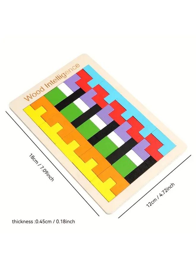 مكعبات البناء الروسية الخشبية لغز لعبة تانغرام لتطوير الإدراك - Image 4