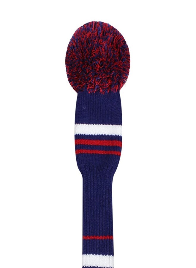Scott Edward 1PCS Driver Knitted Golf Club Cover Head Cover with a Pom Pom Fits Well Driver Wood Club with Rotating Number Tags for Male/Female Golfers (Deep Blue Red White) - Image 4