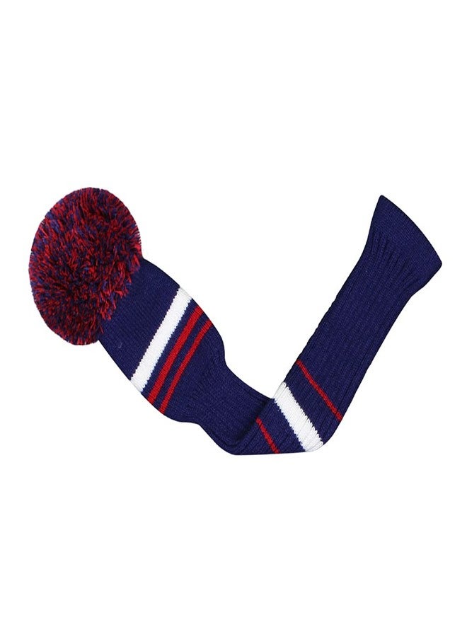 Scott Edward 1PCS Driver Knitted Golf Club Cover Head Cover with a Pom Pom Fits Well Driver Wood Club with Rotating Number Tags for Male/Female Golfers (Deep Blue Red White) - Image 3