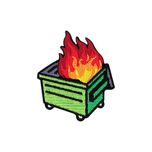 Winks For Days Dumpster Fire Embroidered Iron-On Patch (Fire - Green) - Image 1
