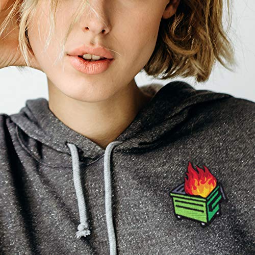 Winks For Days Dumpster Fire Embroidered Iron-On Patch (Fire - Green) - Image 5