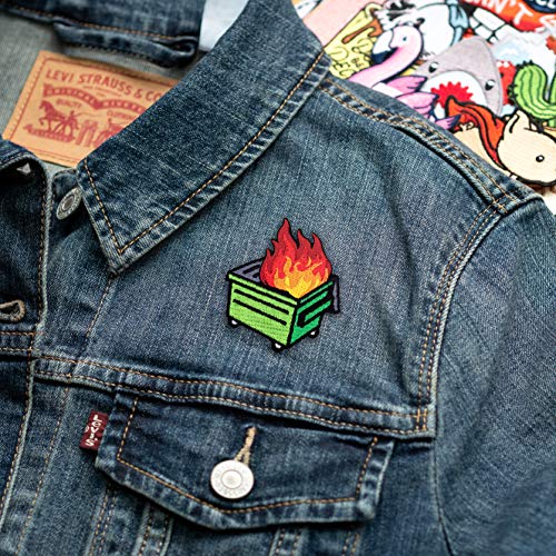 Winks For Days Dumpster Fire Embroidered Iron-On Patch (Fire - Green) - Image 2