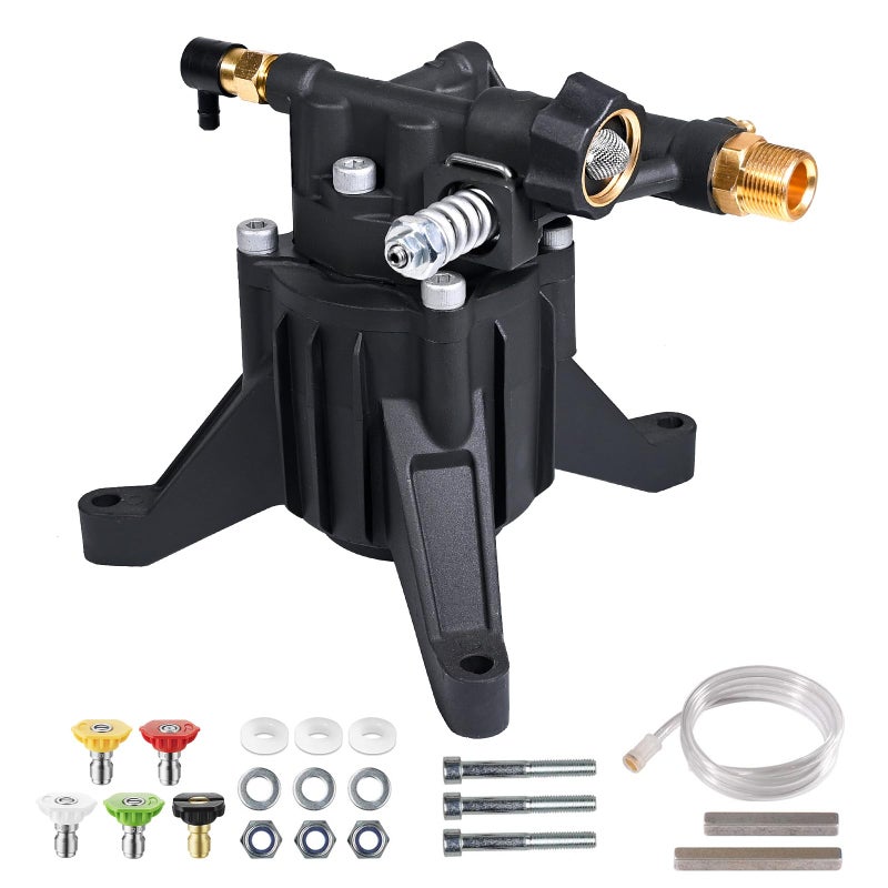 YAMATIC Vertical Pressure Washer Pump Max 3400 PSI 2.5 GPM, 7/8" Shaft Replacement Pump for Power Washer, Compatible with Simpson, Honda, Ryobi, Craftsman, GCV190 Rear Inlet/Outlet - Image 1