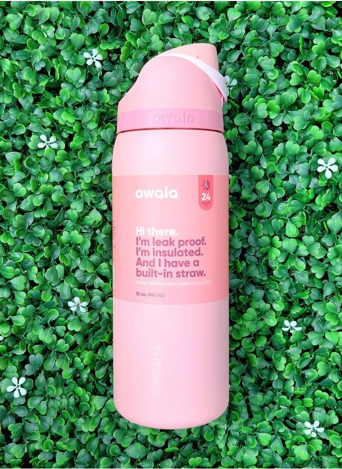 Owala - 32 Oz. Owala FreeSip Stainless Steel Water Bottle in Rose Quartz Pink - Image 1