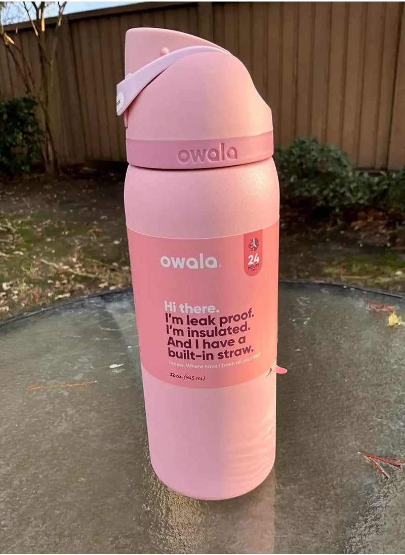 Owala - 32 Oz. Owala FreeSip Stainless Steel Water Bottle in Rose Quartz Pink - Image 1
