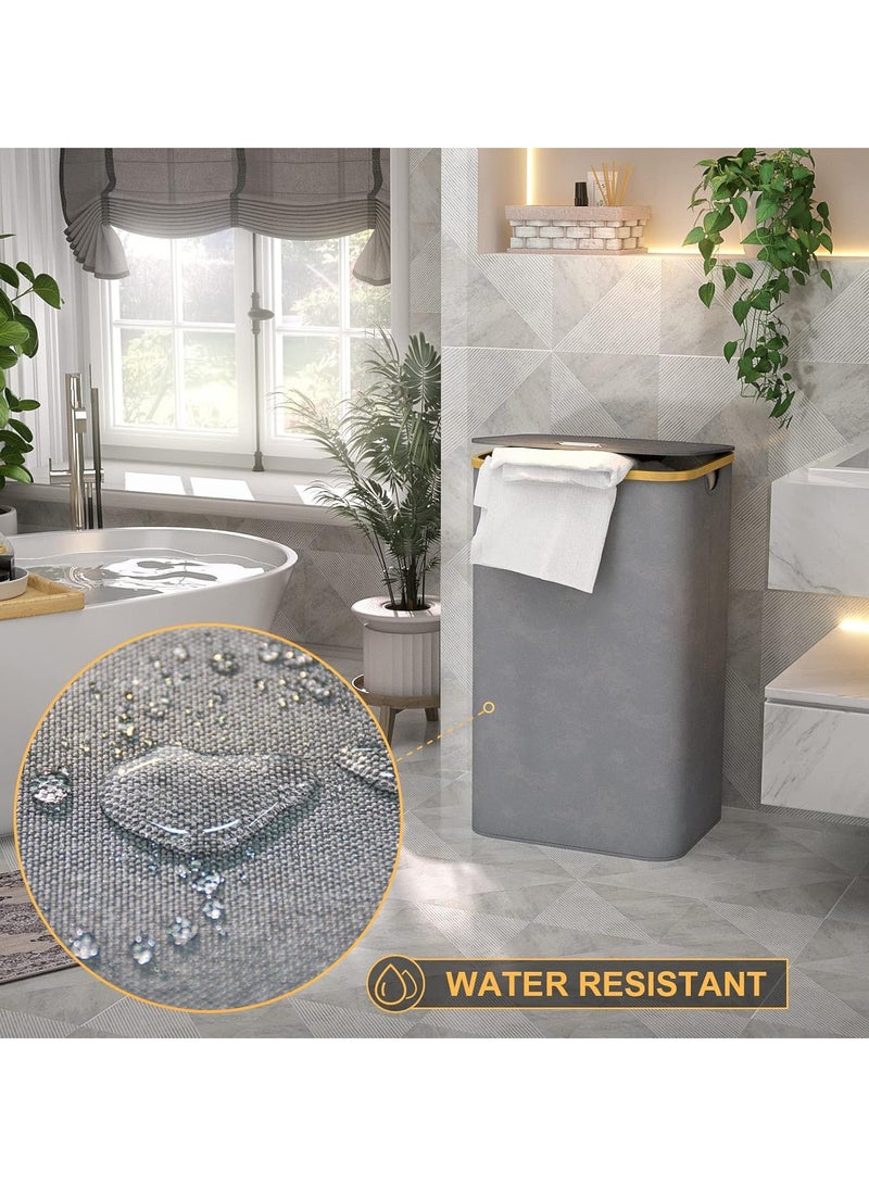 Arabest Foldable laundry Hamper with Lid and Removable Inner Bags, Large Laundry Hamper with Handle, Capacity large Laundry Basket, for Bedroom, Laundry Bin for Home, Bathroom(Grey, 100L) - Image 2