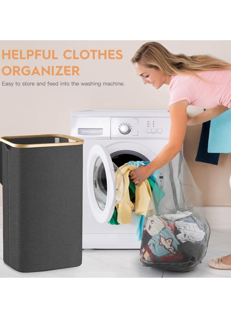 Arabest Foldable laundry Hamper with Lid and Removable Inner Bags, Large Laundry Hamper with Handle, Capacity large Laundry Basket, for Bedroom, Laundry Bin for Home, Bathroom(Grey, 100L) - Image 5