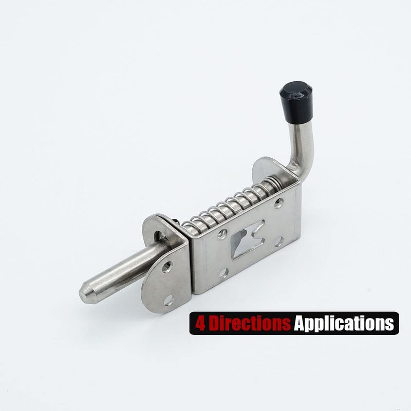 JQK Spring Loaded Latch Pin, 304 Stainless Steel Barrel Bolt Thickened 2mm Door Lock, 5 Inch Brushed Finished(2 Pack), HSB300-P2 - Image 5