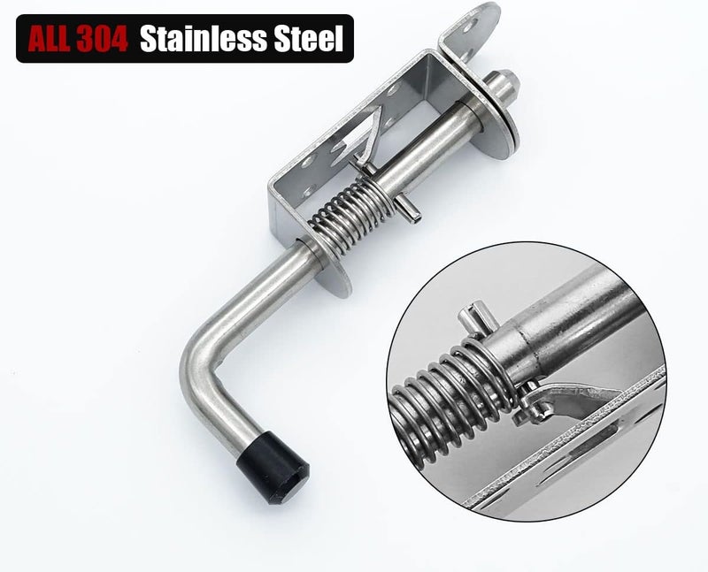 JQK Spring Loaded Latch Pin, 304 Stainless Steel Barrel Bolt Thickened 2mm Door Lock, 5 Inch Brushed Finished(2 Pack), HSB300-P2 - Image 4
