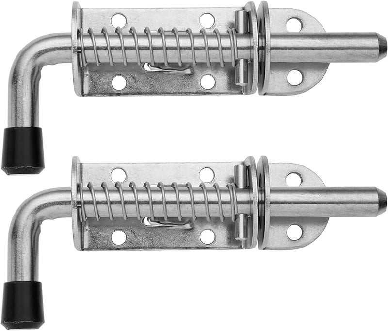 JQK Spring Loaded Latch Pin, 304 Stainless Steel Barrel Bolt Thickened 2mm Door Lock, 5 Inch Brushed Finished(2 Pack), HSB300-P2 - Image 1